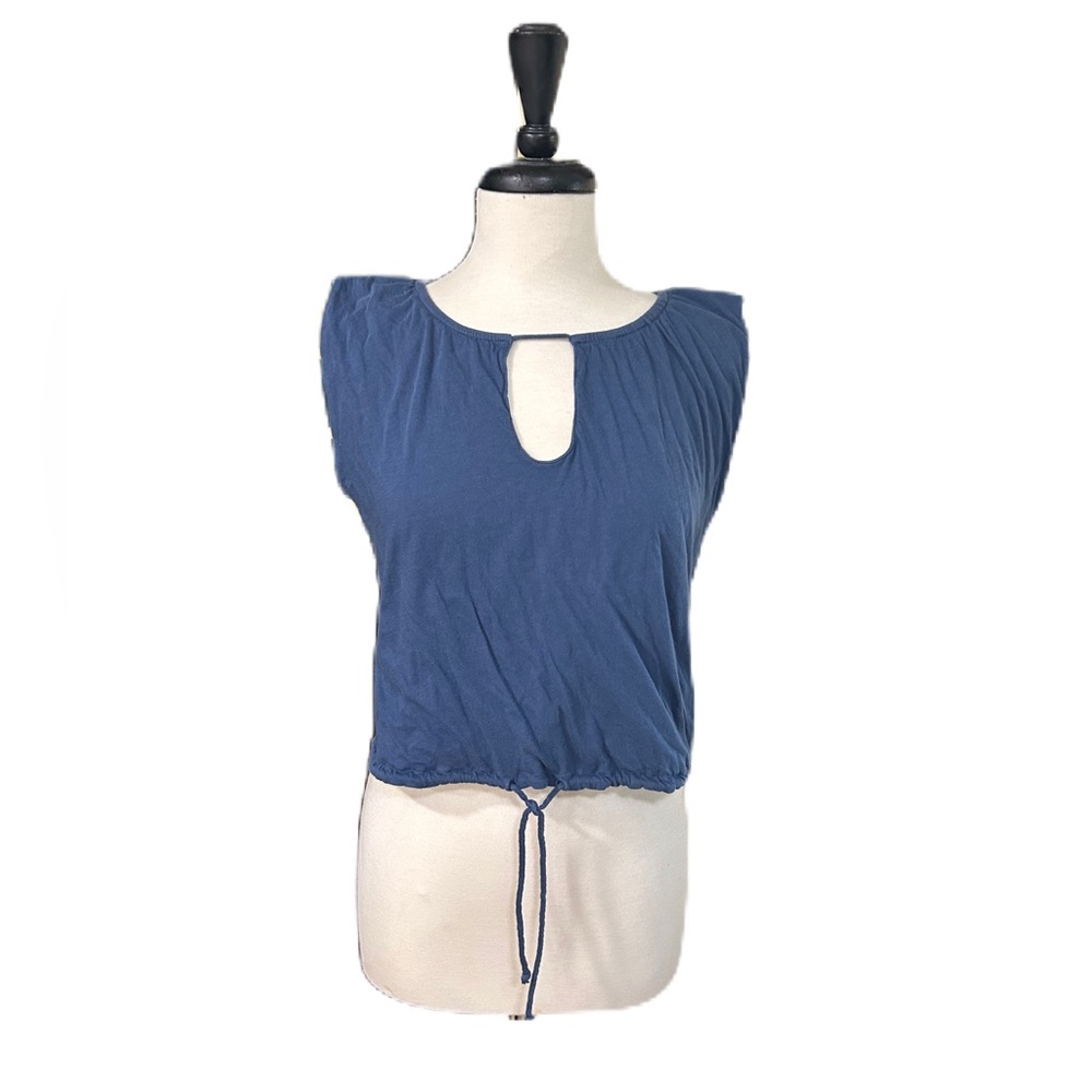 Synergy Organic Cotton T Shirt Boxy Lagen Look Yoga Top XS Keyhole Cinch Waist